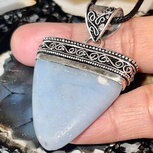 Blue Anhydrite Angelite Pendant 2”
